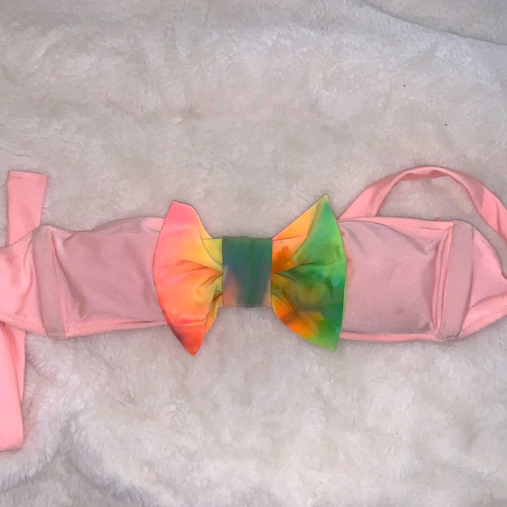 Lolli rainbow pink bow top